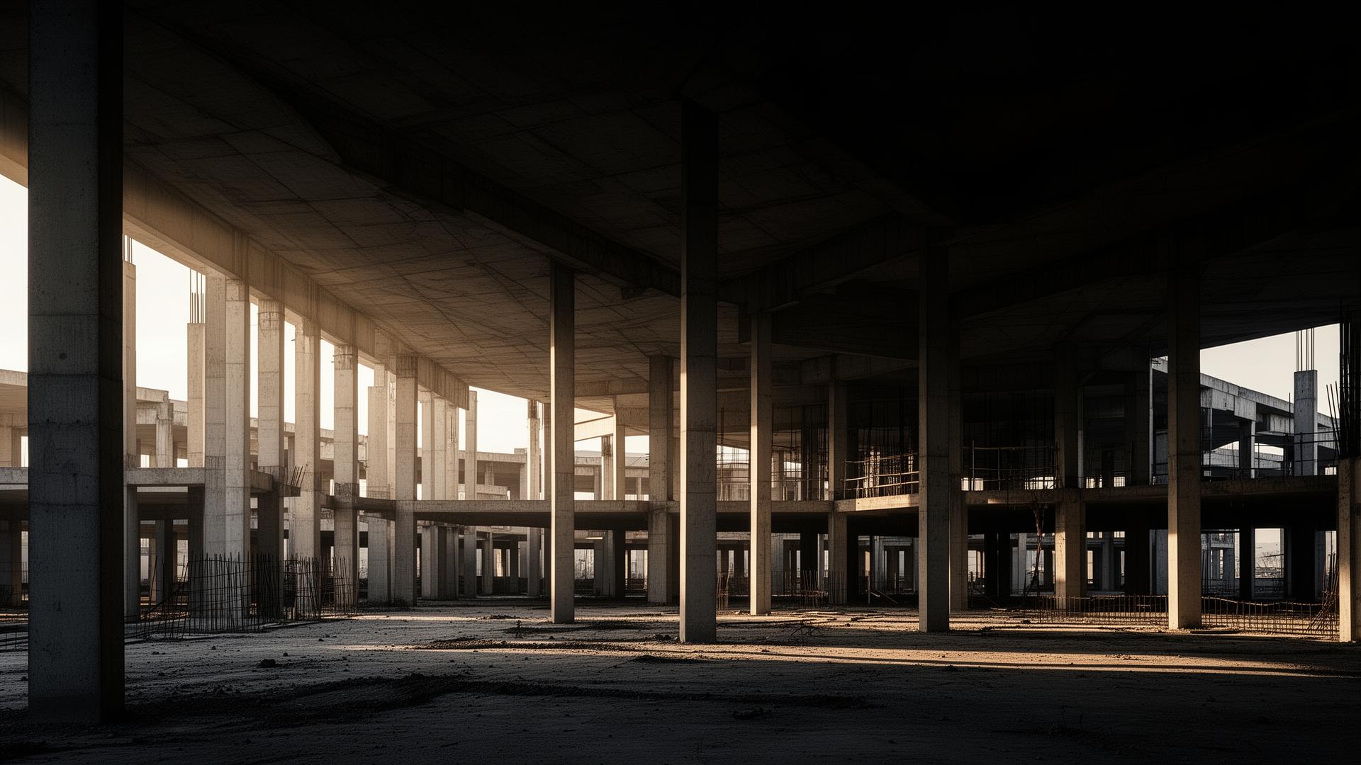 Premium construction site at golden hour